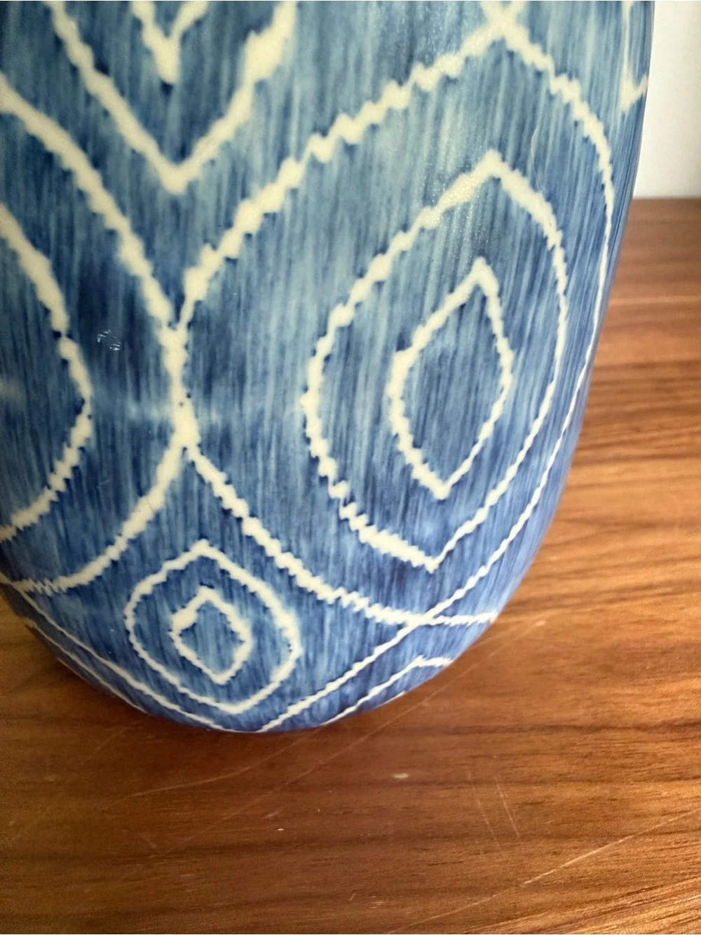 Handmade Blue And White Boho Coastal Ceramic Vase Made in Thailand